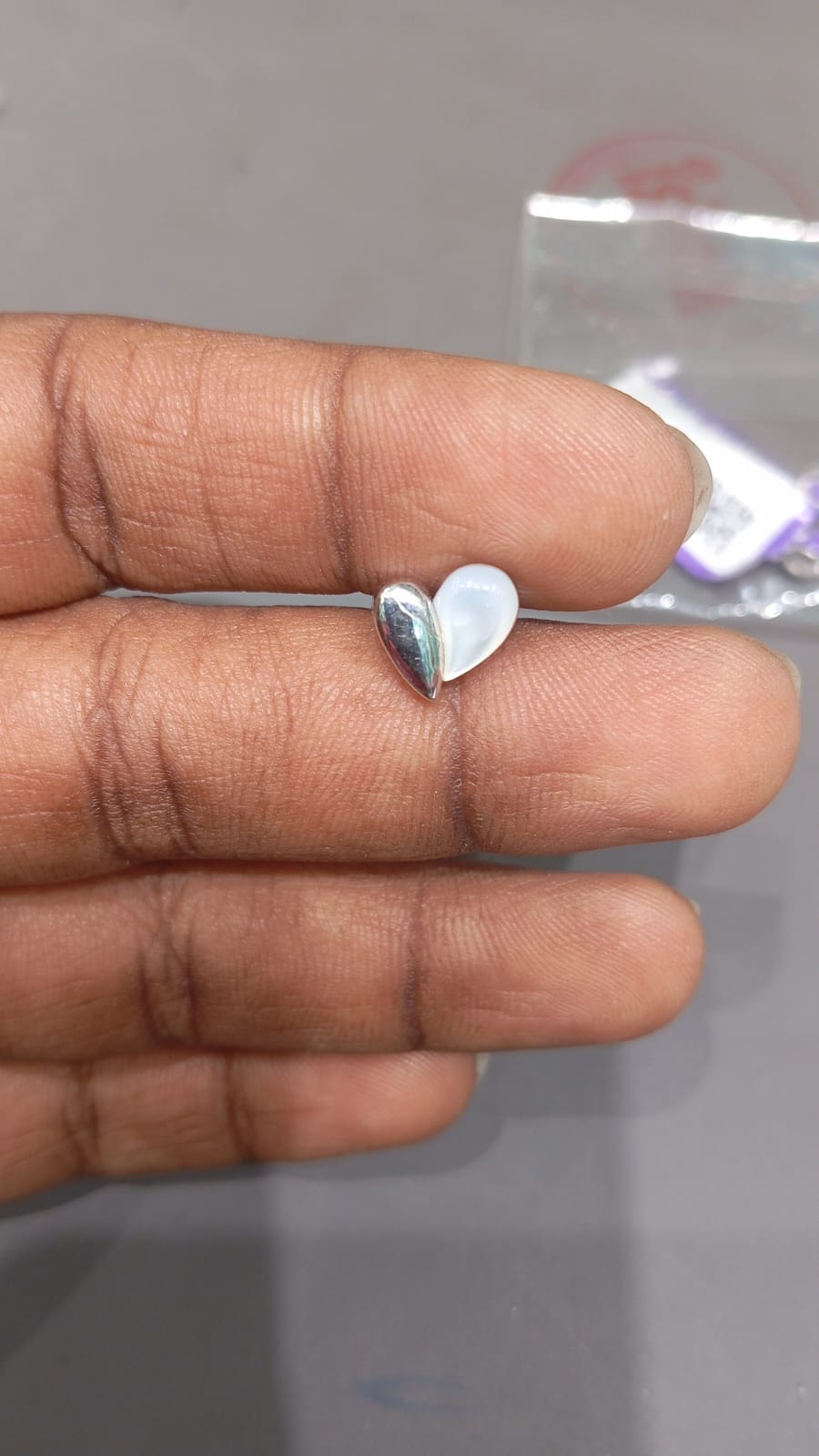 92.5 Sterling Silver Two-Tone Heart Stud