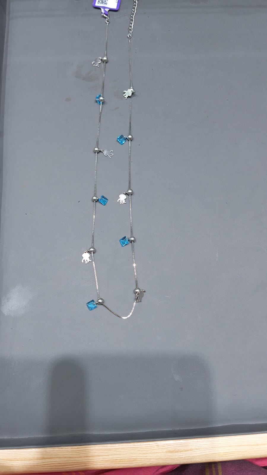 925 Sterling Silver Chain with Blue Beads