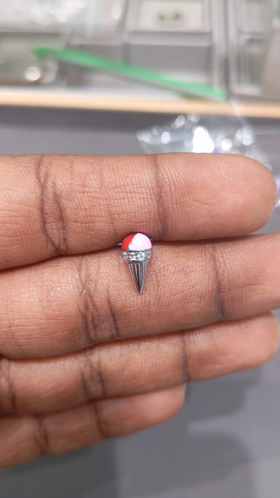 92.5 Sterling Silver Ice Cream Cone Stud Earrings