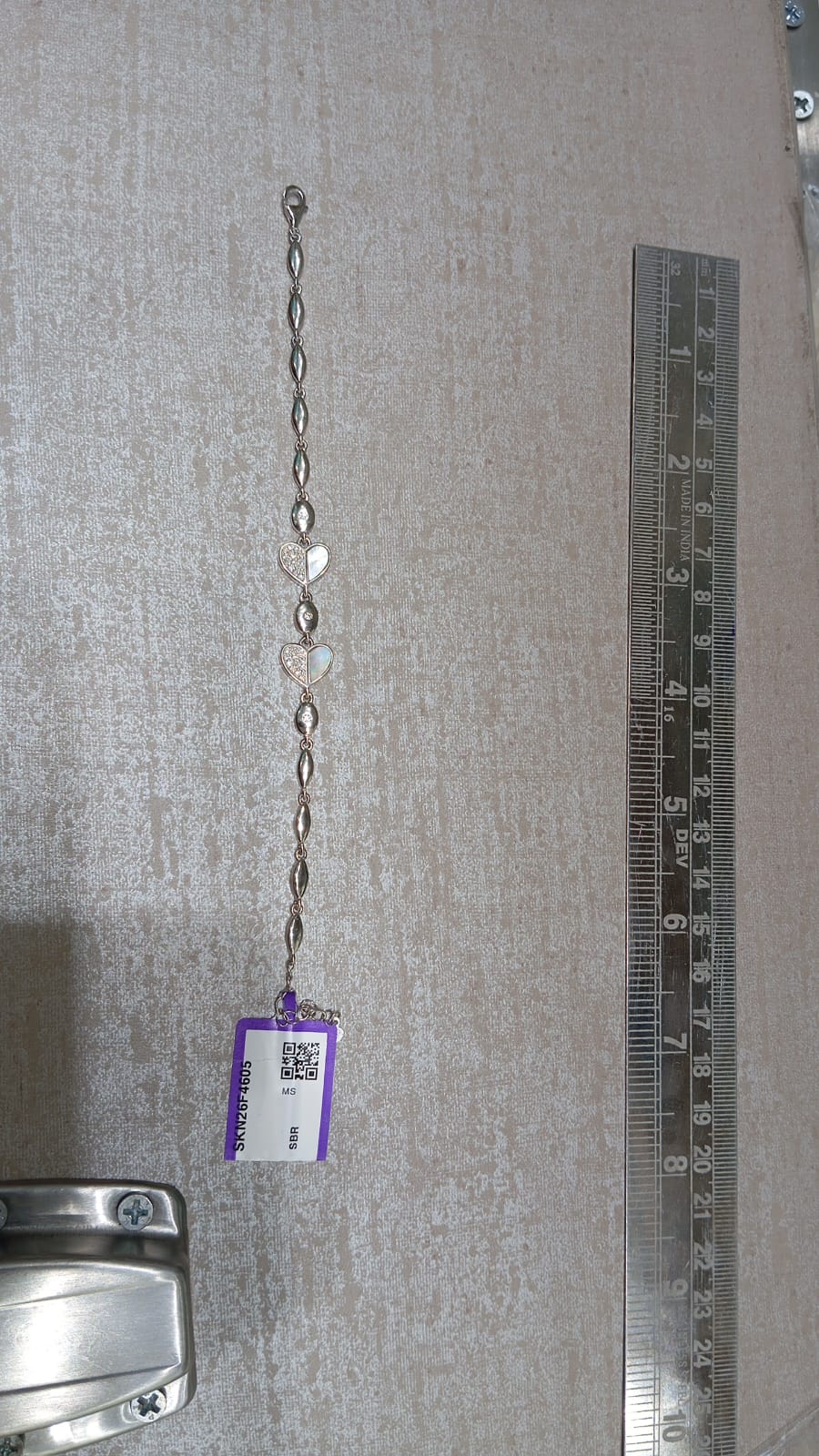 925 Silver Heart Charm Bracelet with Pearl