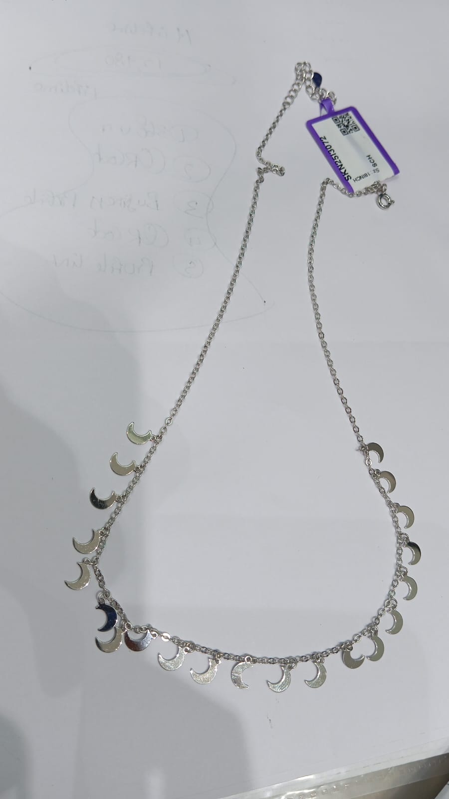 925 Sterling Silver Half Moon Charm Chain