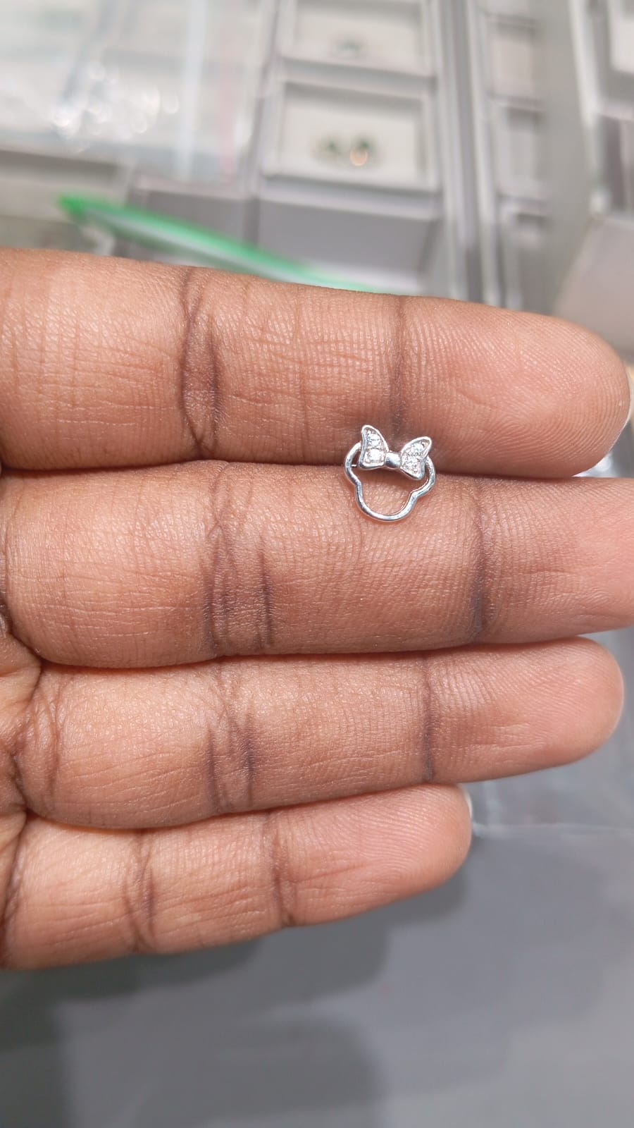 92.5 Sterling Silver Minnie Mouse Stud Earrings