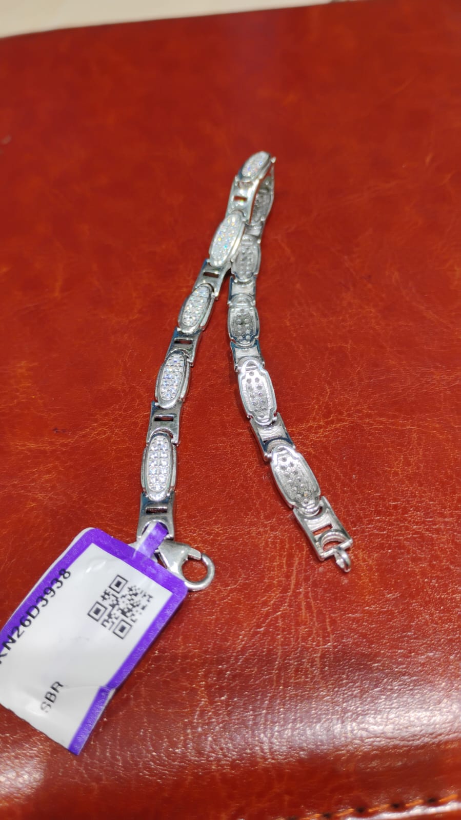 Stone-Studded Sterling Silver Gents Bracelet