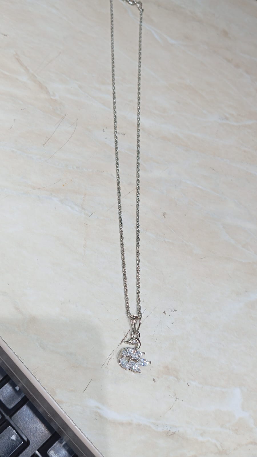 Swan Pendant Necklace with Sparkling Stones