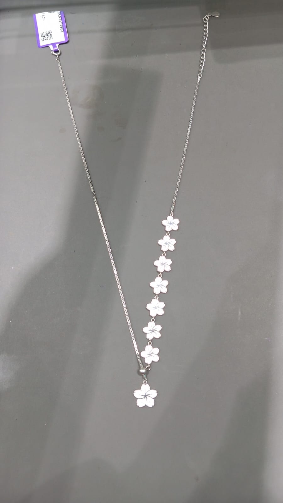 925 Sterling Silver Flower Motif Chain