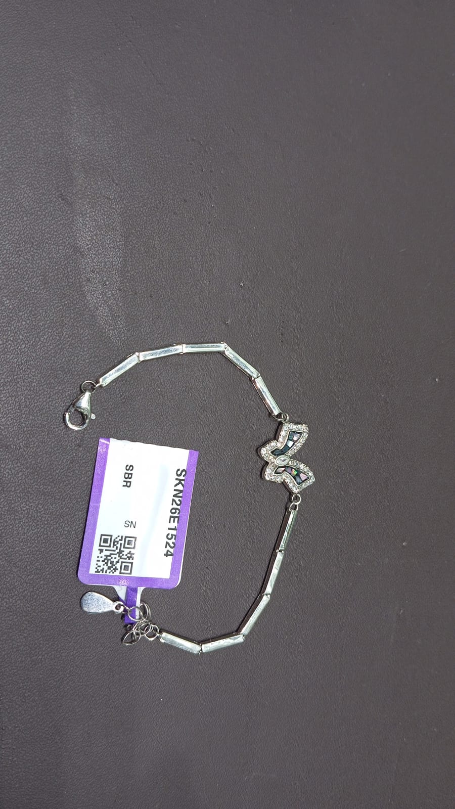 92.5 Sterling Silver Butterfly Charm Baby Bracelet