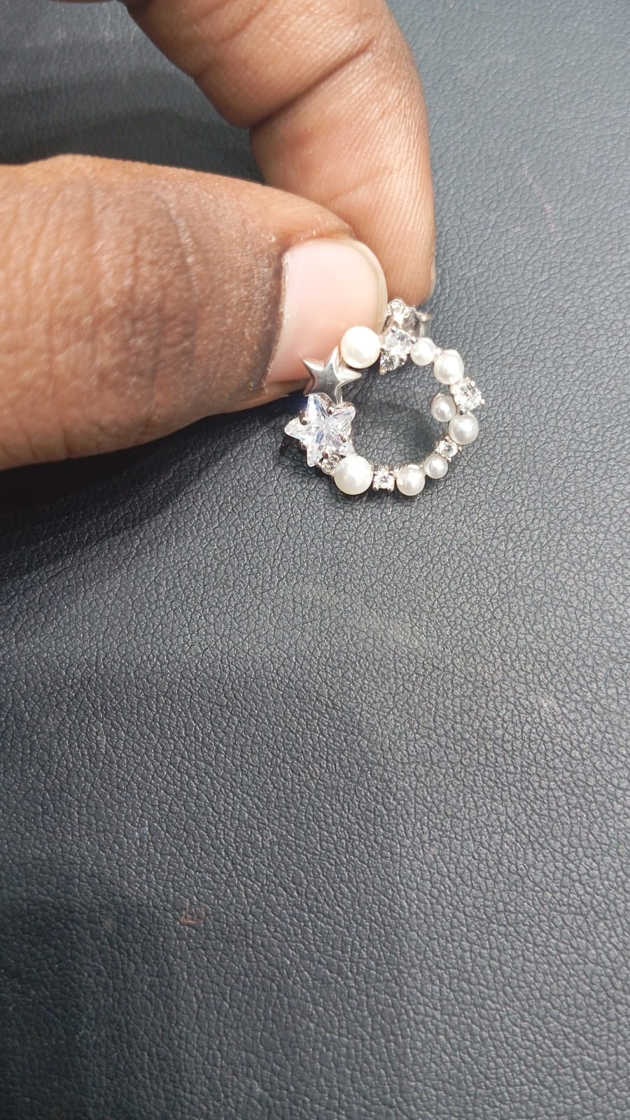 Wreath-Shaped Pearl and Stone Stud Earrings