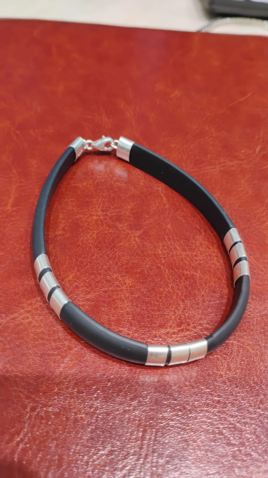 Stone-Studded Sterling Silver Gents Bracelet