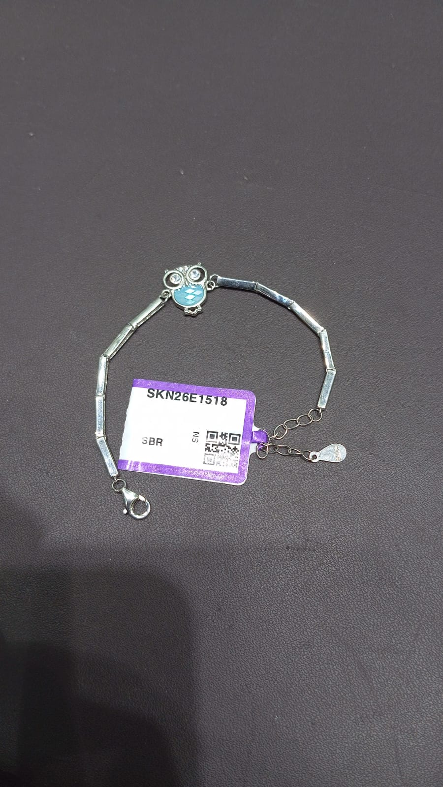 92.5 Sterling Silver Owl Charm Baby Bracelet