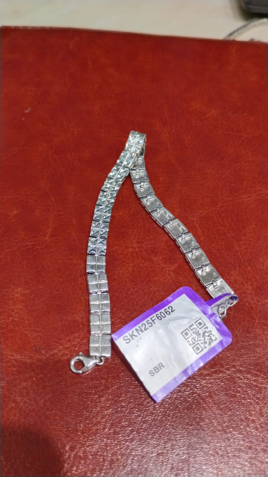 Textured Block Design Sterling Silver Bracelet