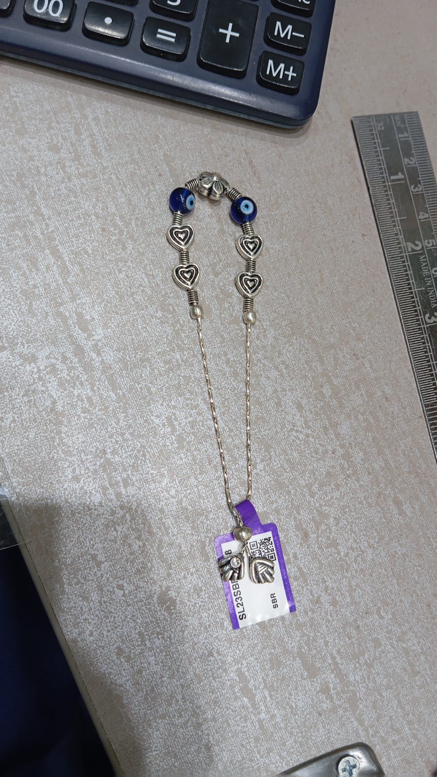 925 Silver Evil Eye Bracelet with Heart Charms