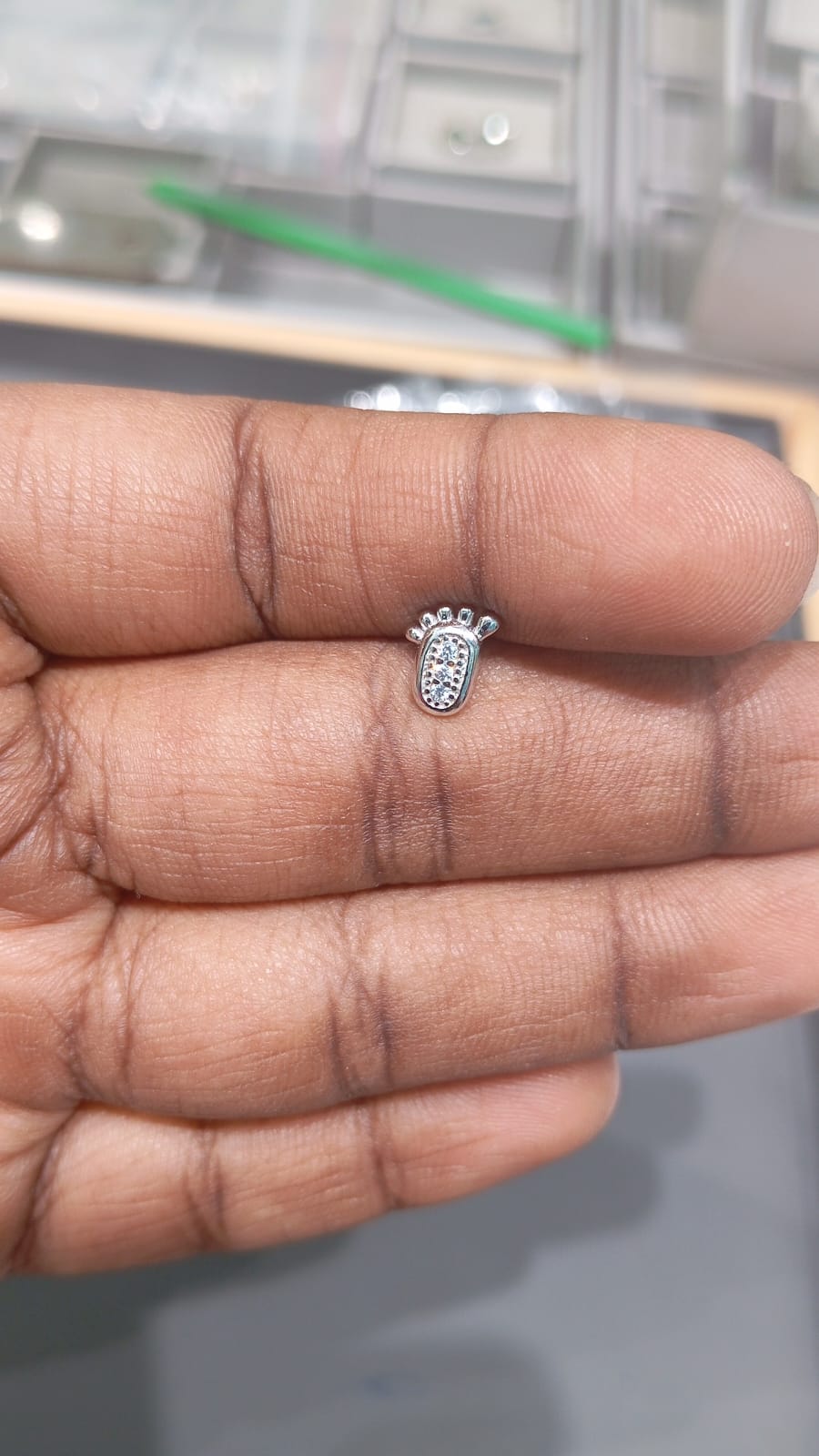 92.5 Sterling Silver Baby Feet Stud Earrings