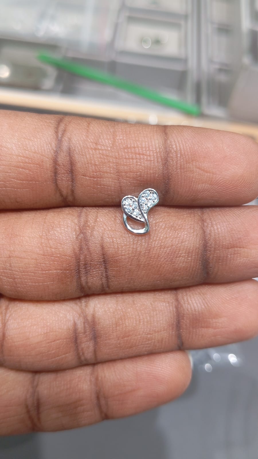 92.5 Sterling Silver Heart-Shaped Stud Earrings