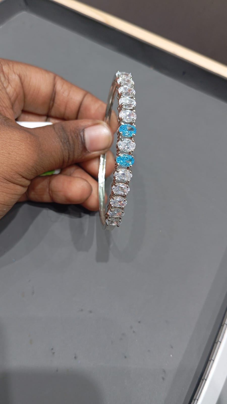 Swiss Blue Topaz and White Topaz Tennis Bracelet for Women