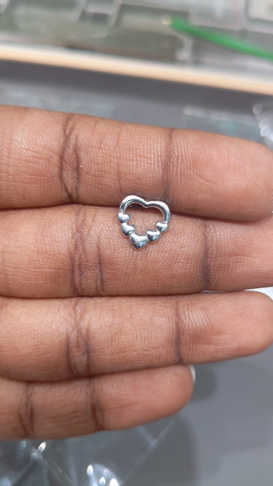 92.5 Sterling Silver Open Heart Stud Earrings