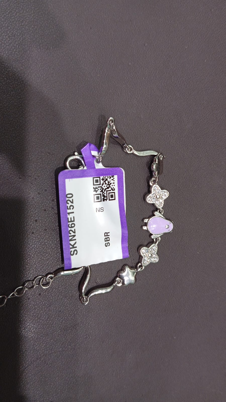 92.5 Sterling Silver Purple Bear Bracelet