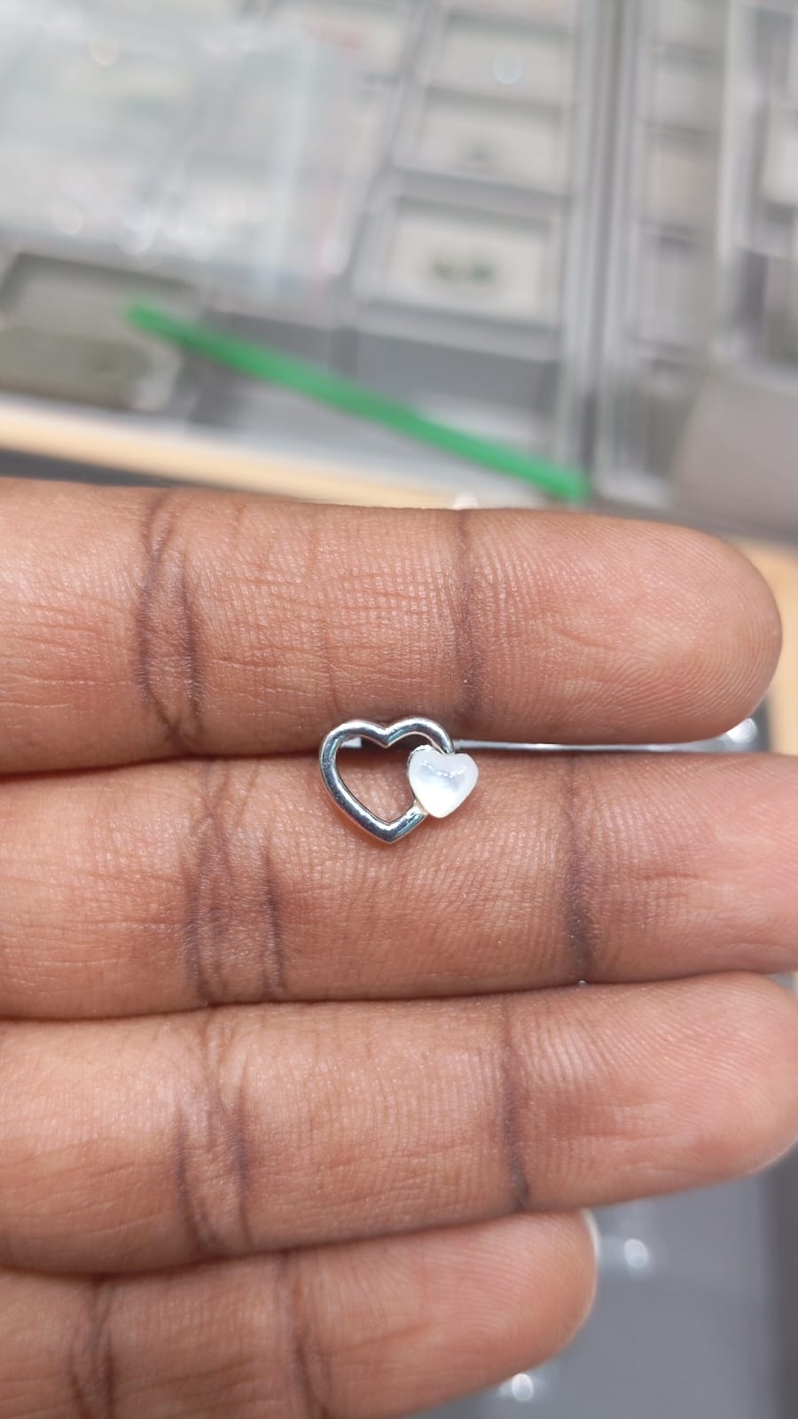 92.5 Sterling Silver Double Heart Stud Earrings