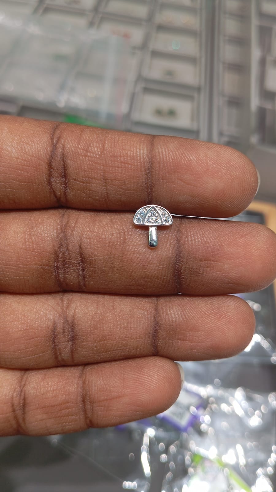 92.5 Sterling Silver Cute Umbrella Stud Earrings