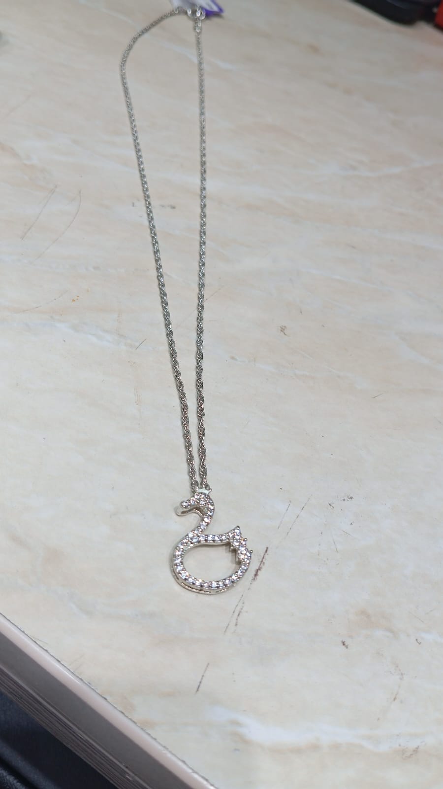Swan-Shaped Pendant Necklace with Sparkling CZ Stones