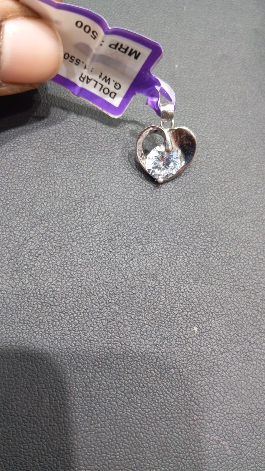 925 Silver Heart Pendant with Clear Solitaire Stone