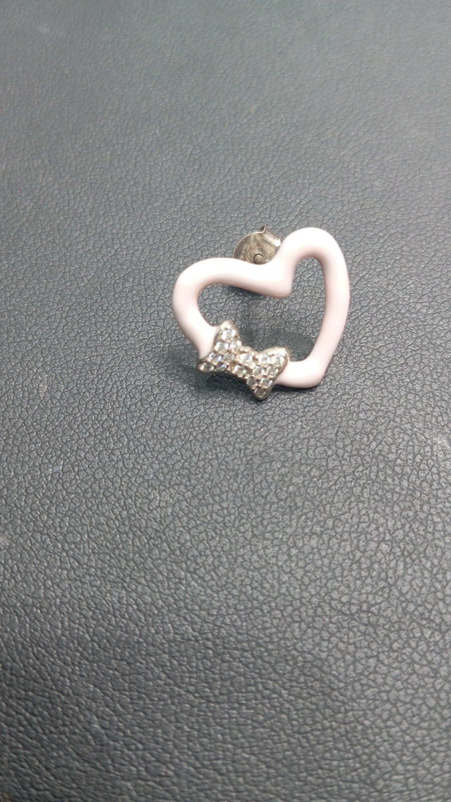 White Heart Shaped Earrings with Bow Design