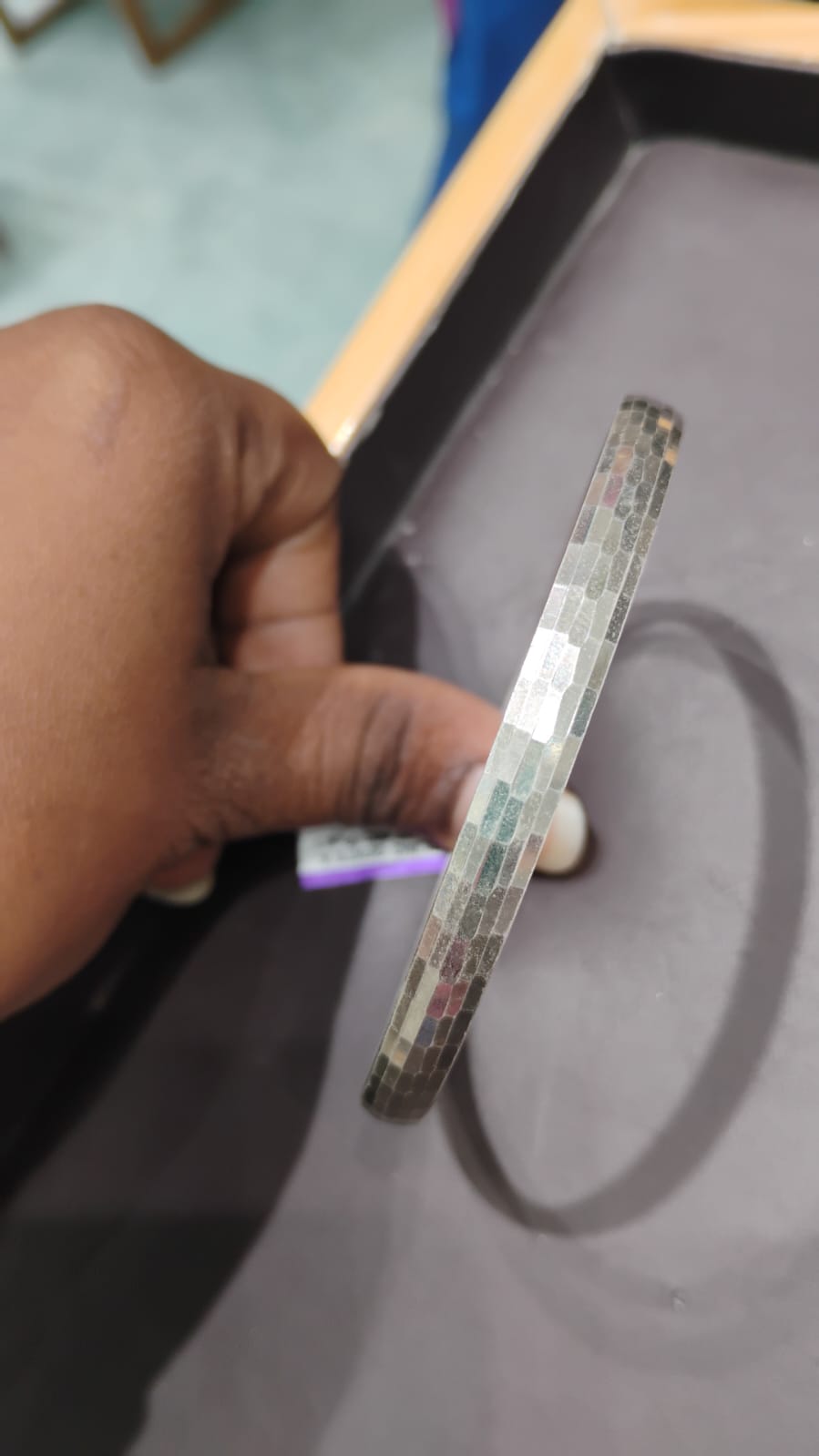 Textured Hex-Cut Sterling Silver Kada