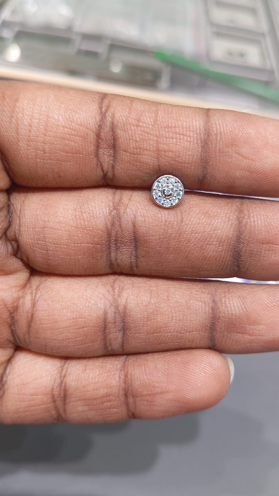 92.5 Sterling Silver Round AD Stone Stud Earrings