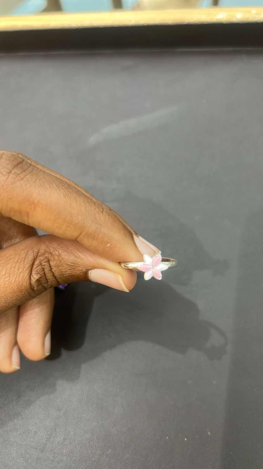 925 Silver Fancy Pink Floral Toe Ring