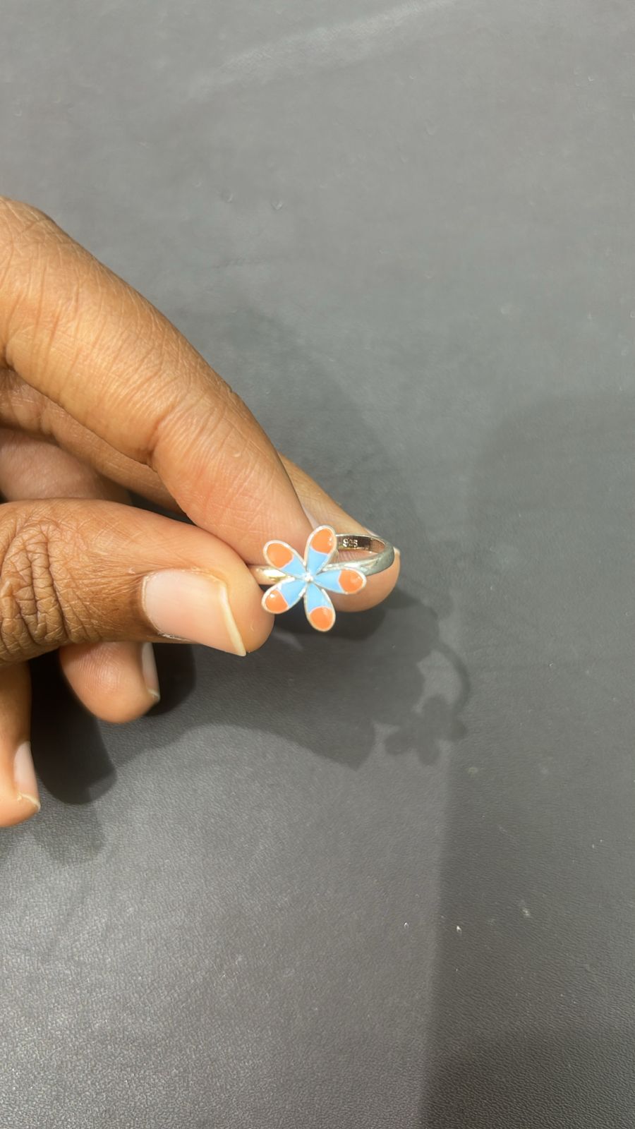 925 Silver Fancy Floral Toe Ring with Colourful Enamel Petals