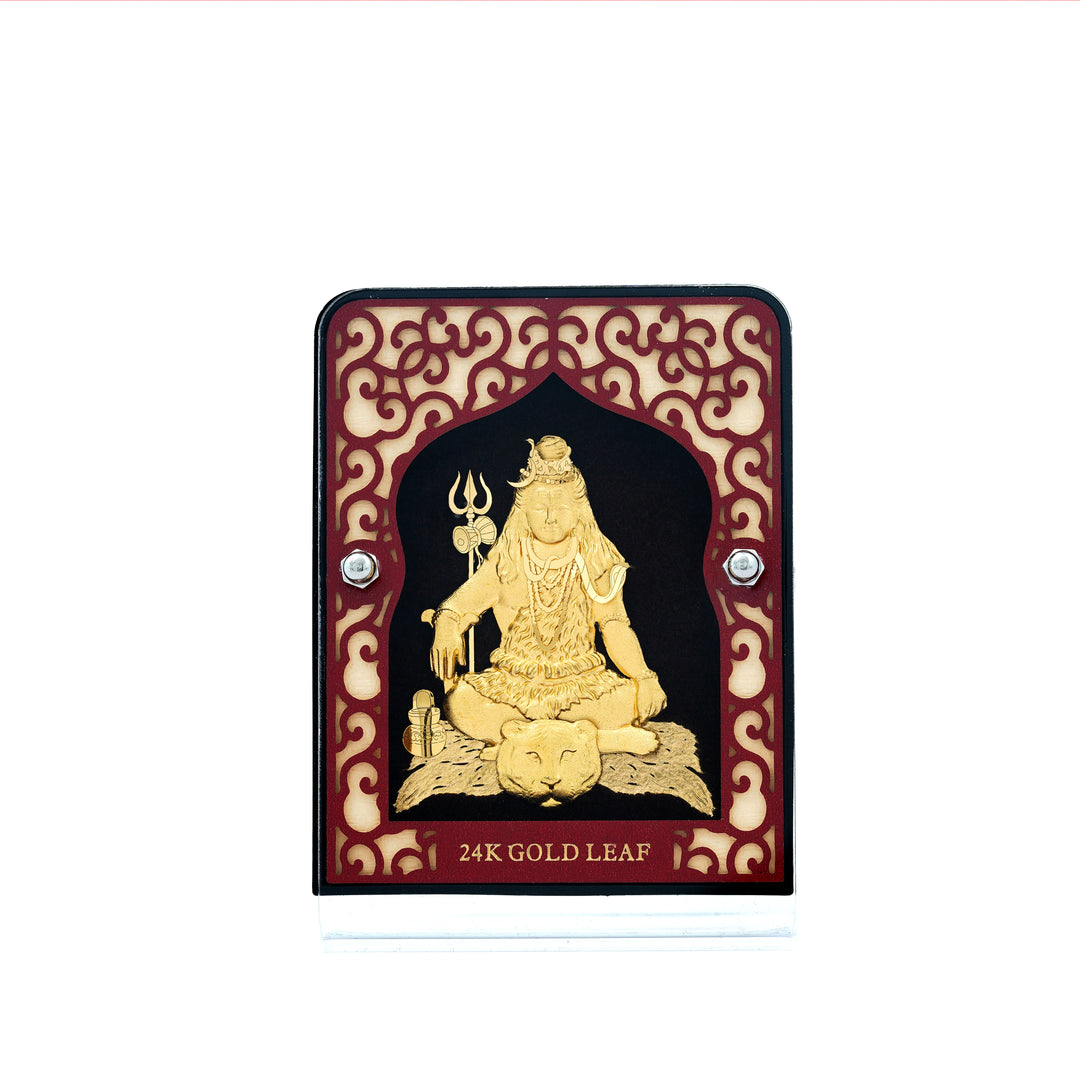 24KT Gold Foil Lord Shiva Frame Fine Gold 99.9