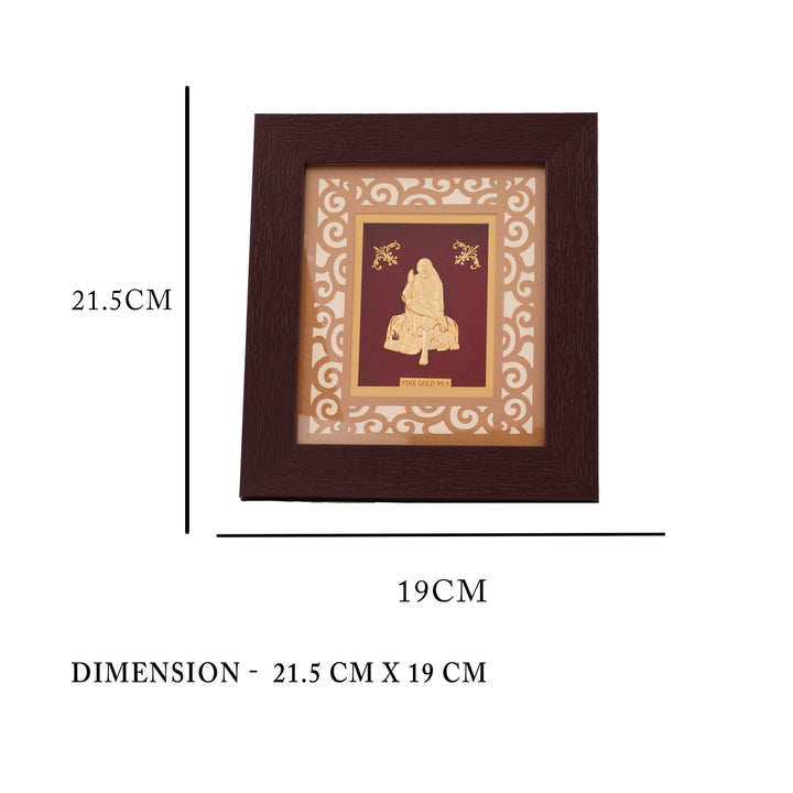 24KT Gold Foil Sai Baba Frame for Religious Gifting