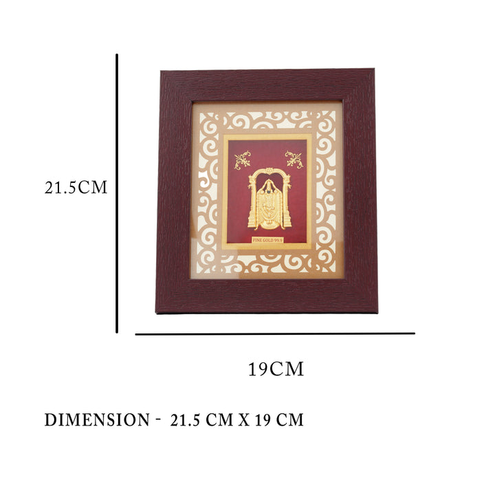 24KT Gold Foil Tirupati Balaji Frame for Spiritual Home Décor