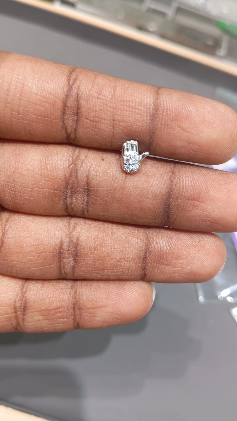 92.5 Sterling Silver Hamsa Hand Stud Earrings