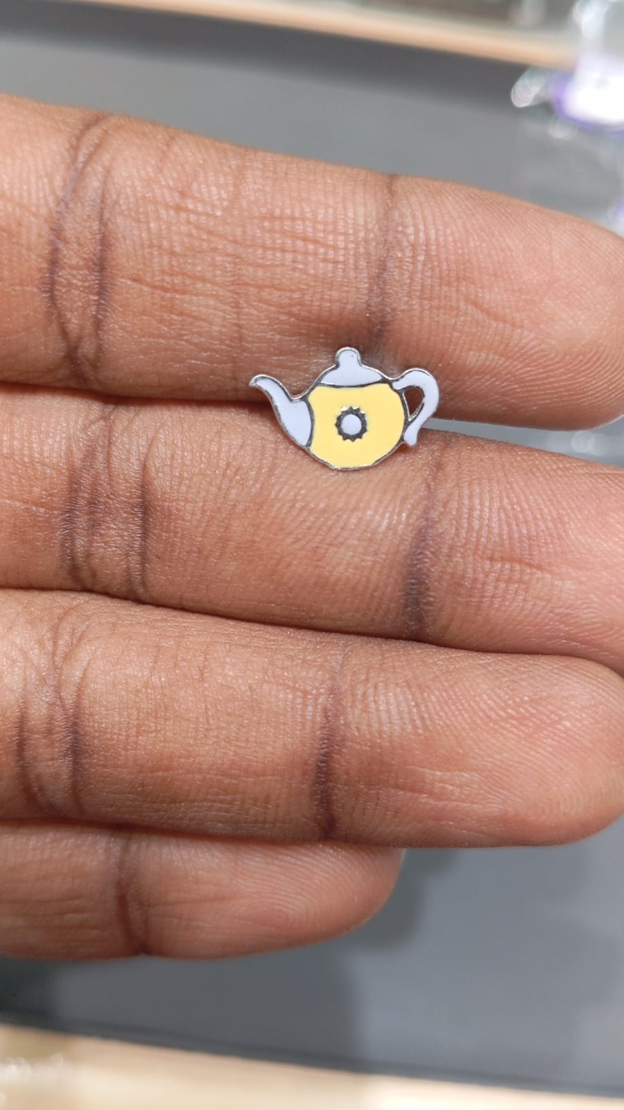 92.5 Sterling Silver Enamel Teapot Stud Earrings