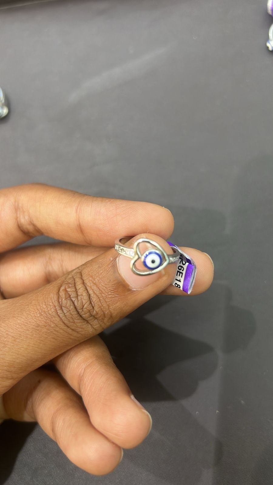 925 Silver Fancy Heart Evil Eye Toe Ring