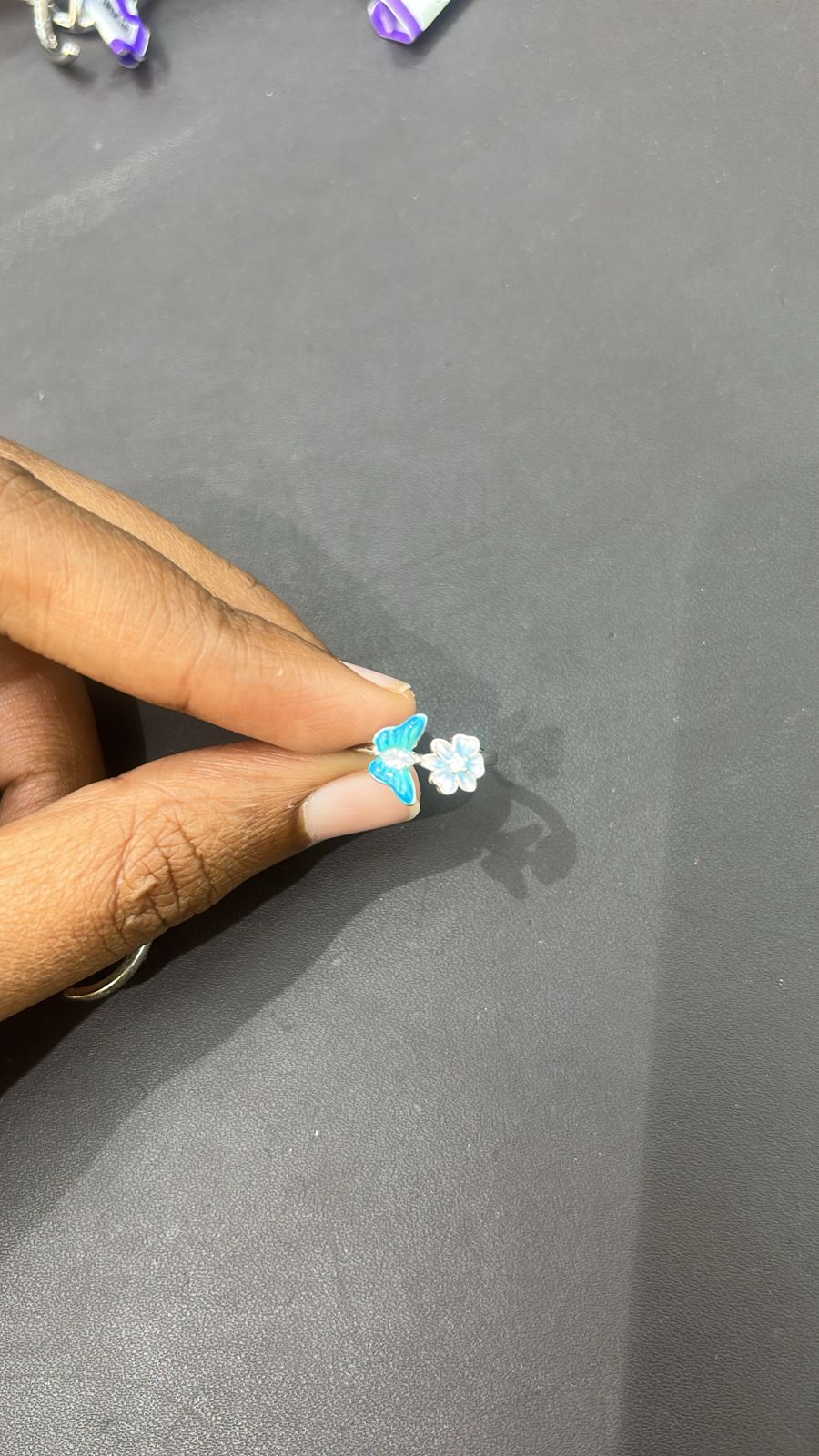 925 Silver Fancy Floral & Butterfly Adjustable Toe Ring