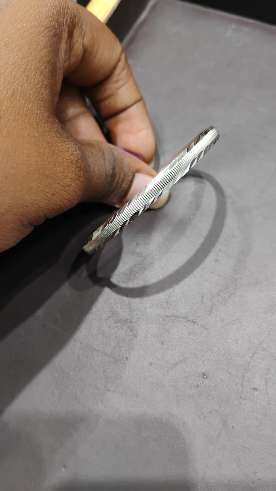 Textured Sterling Silver Kada for Men