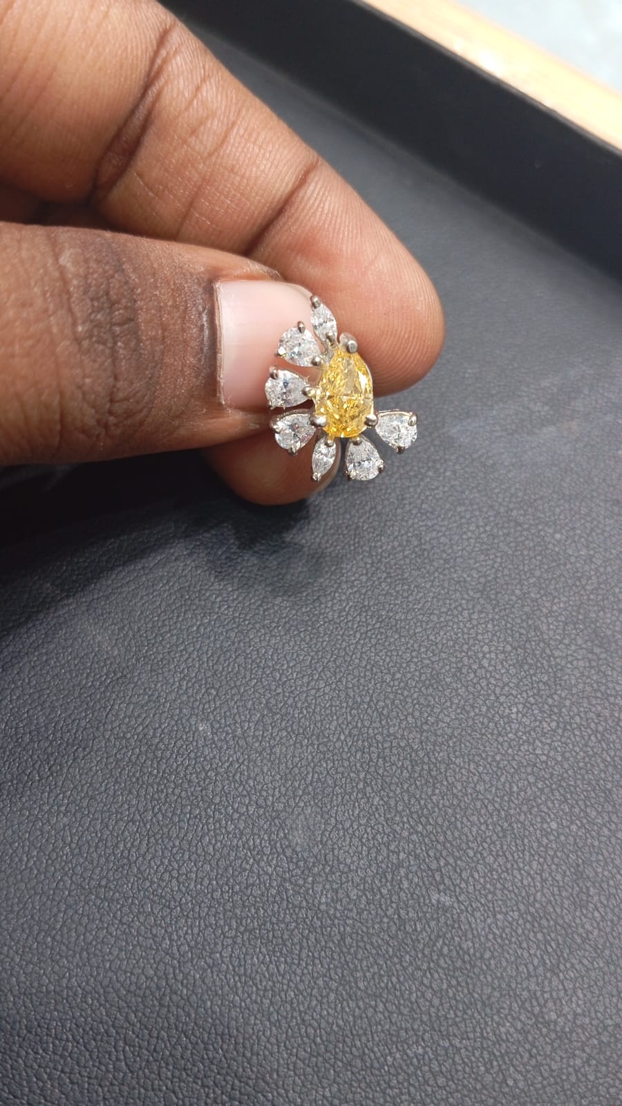 Yellow Tear Drop CZ Stone Earrings