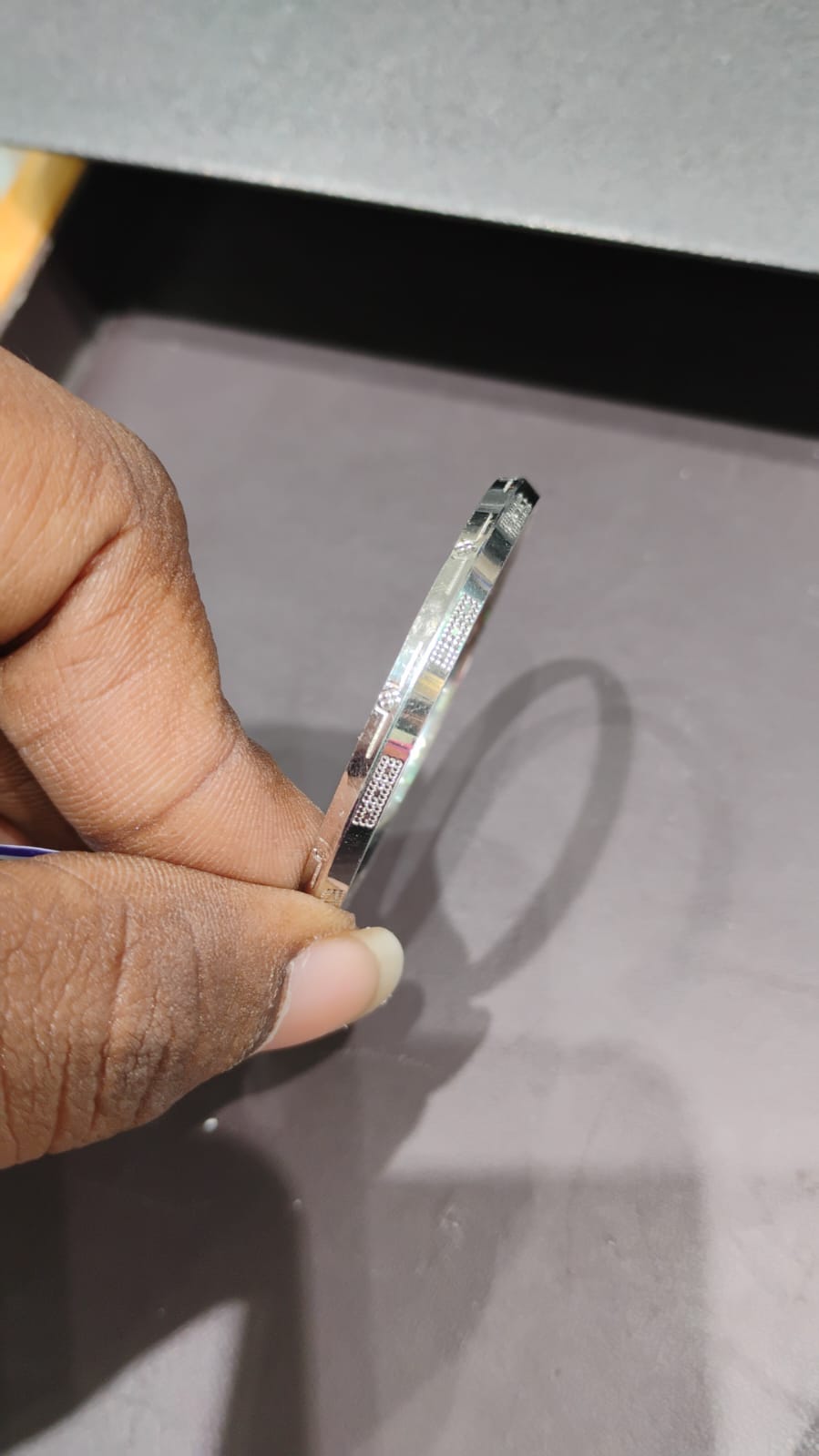 Textured Silver Kada for Men