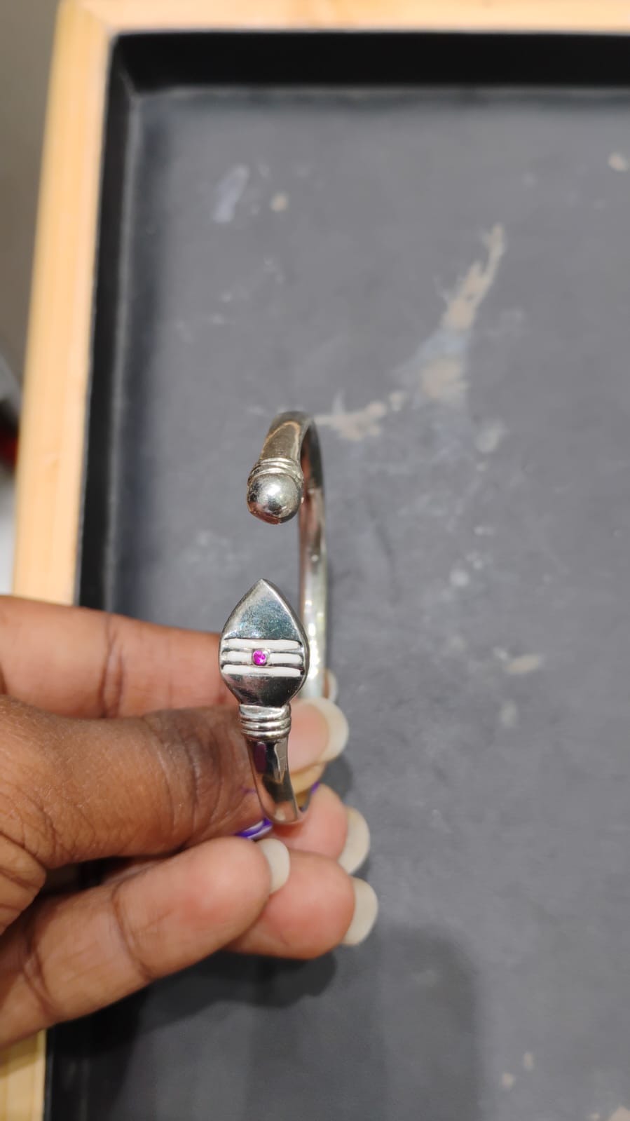 Trishul-Inspired Silver Kada