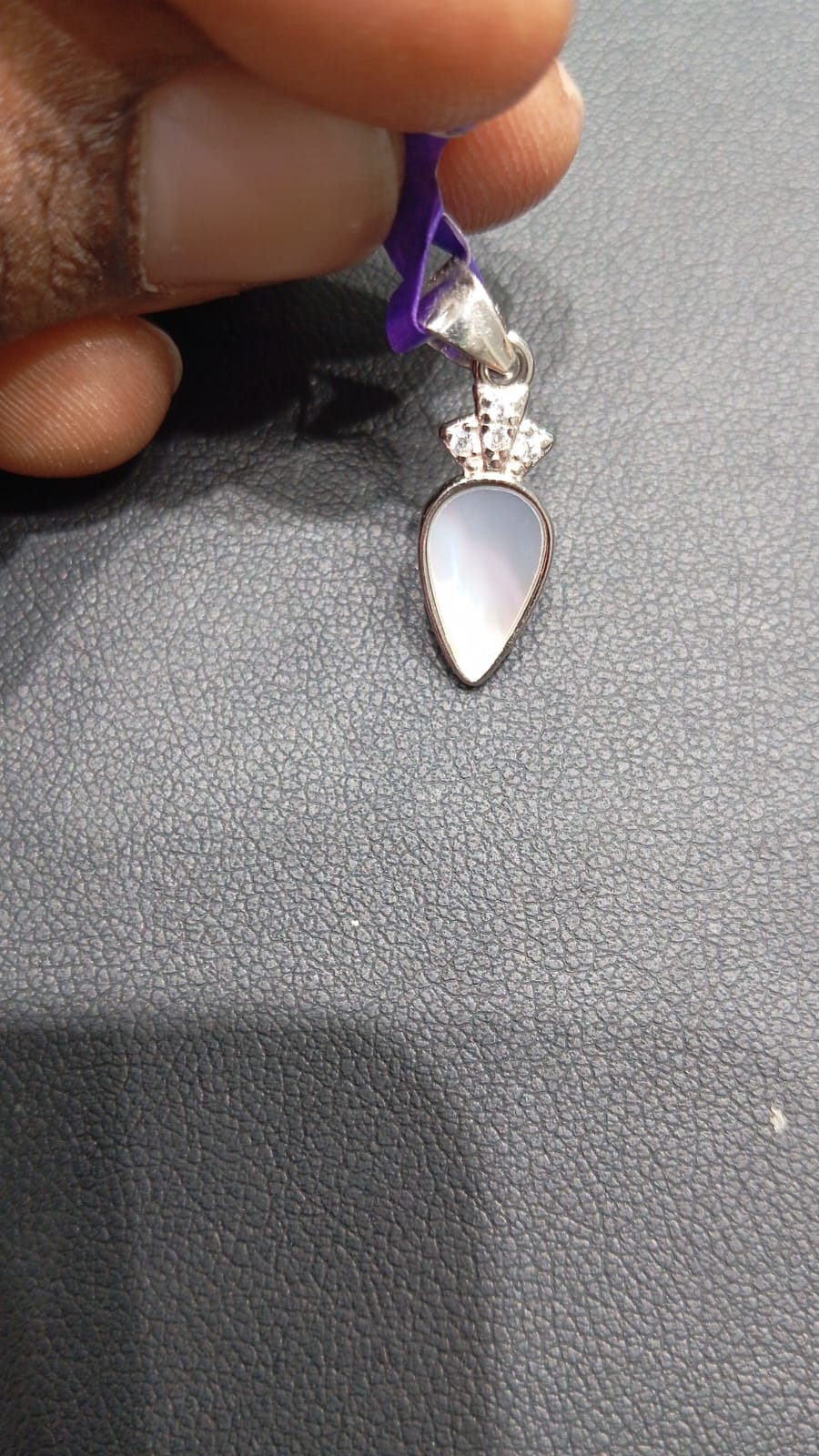 Sterling Silver Tear Drop Pendant with Mother of Pearl