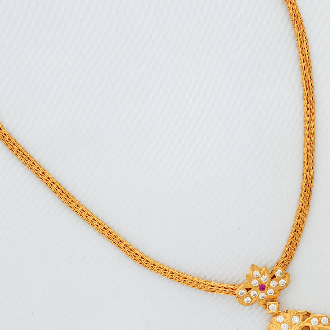 Bridal temple Attigai design in gold with ruby and CZ stones