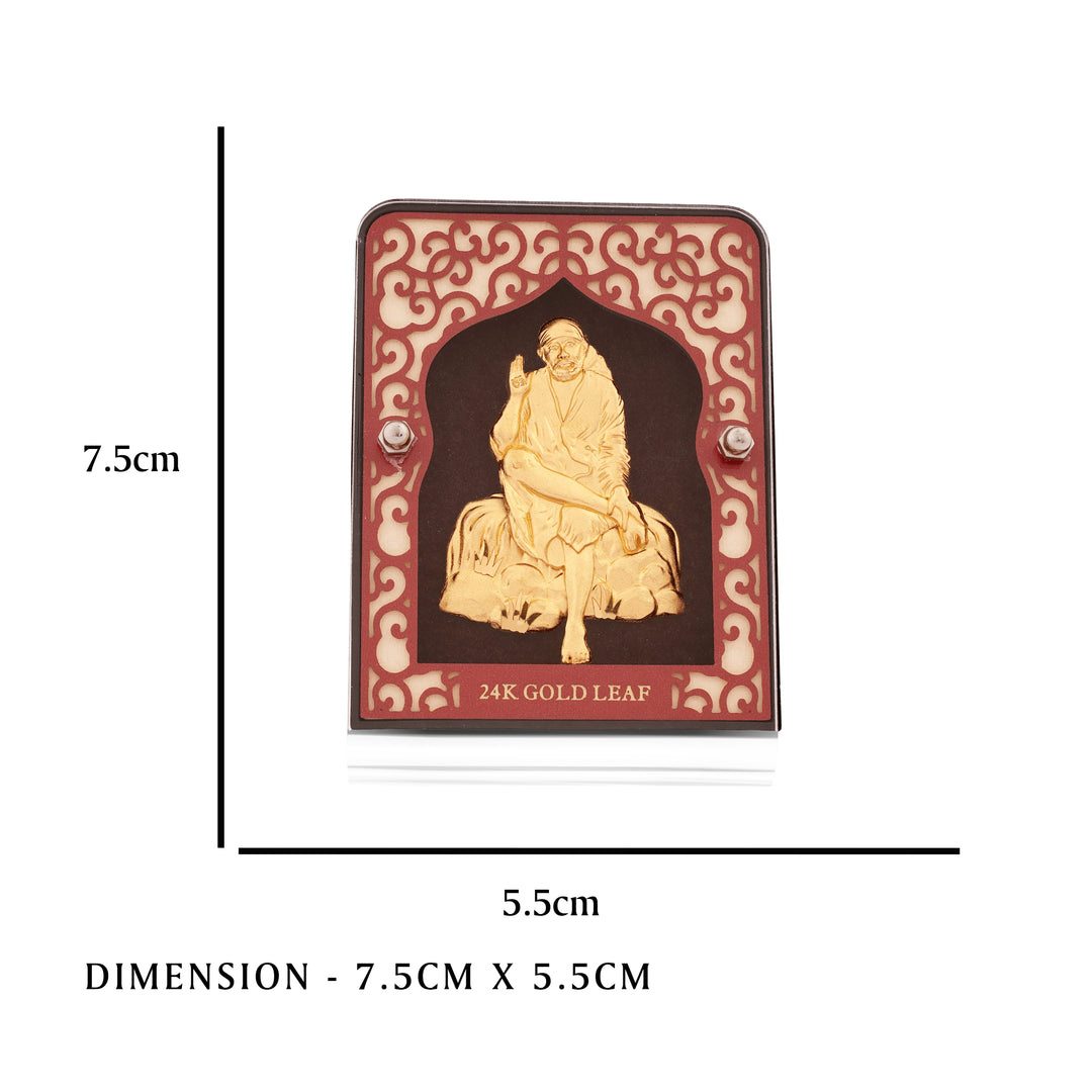 Divine Gold Foil Sai Baba Photo Frame Gift