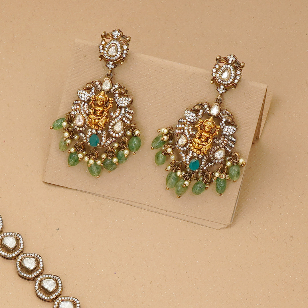 Handmade Lakshmi motif haram and earring set