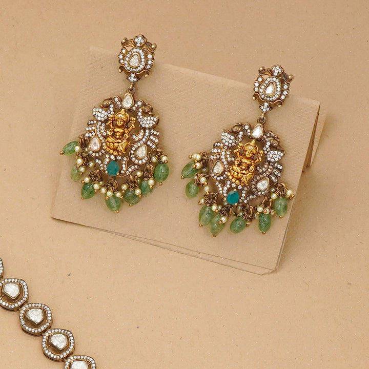 Handmade Lakshmi motif haram and earring set