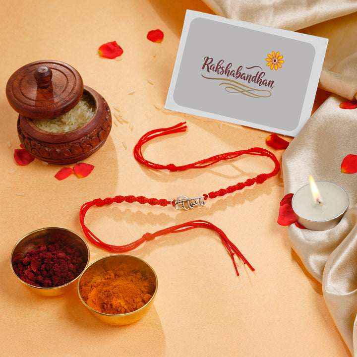 ISHNA 925 Silver Veera Rakhi Hindi Script Design