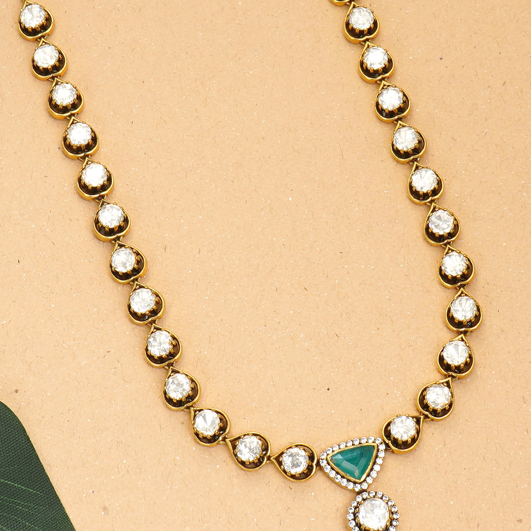 Moissanite and green stone designer malai