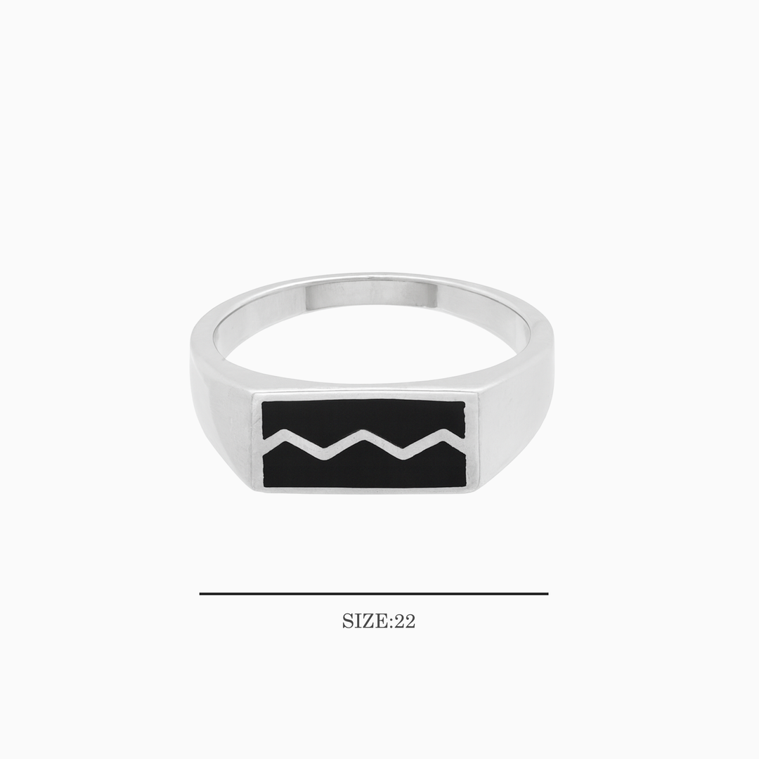 Urban Edge Sterling Silver & Black Inlay Ring