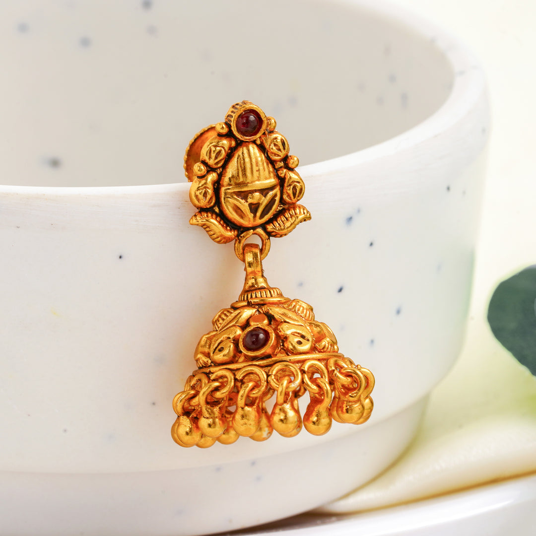 South Indian Style Ruby Earrings