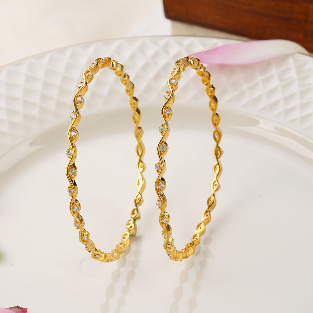 Swarovski wavy design gold bangles size 2.5